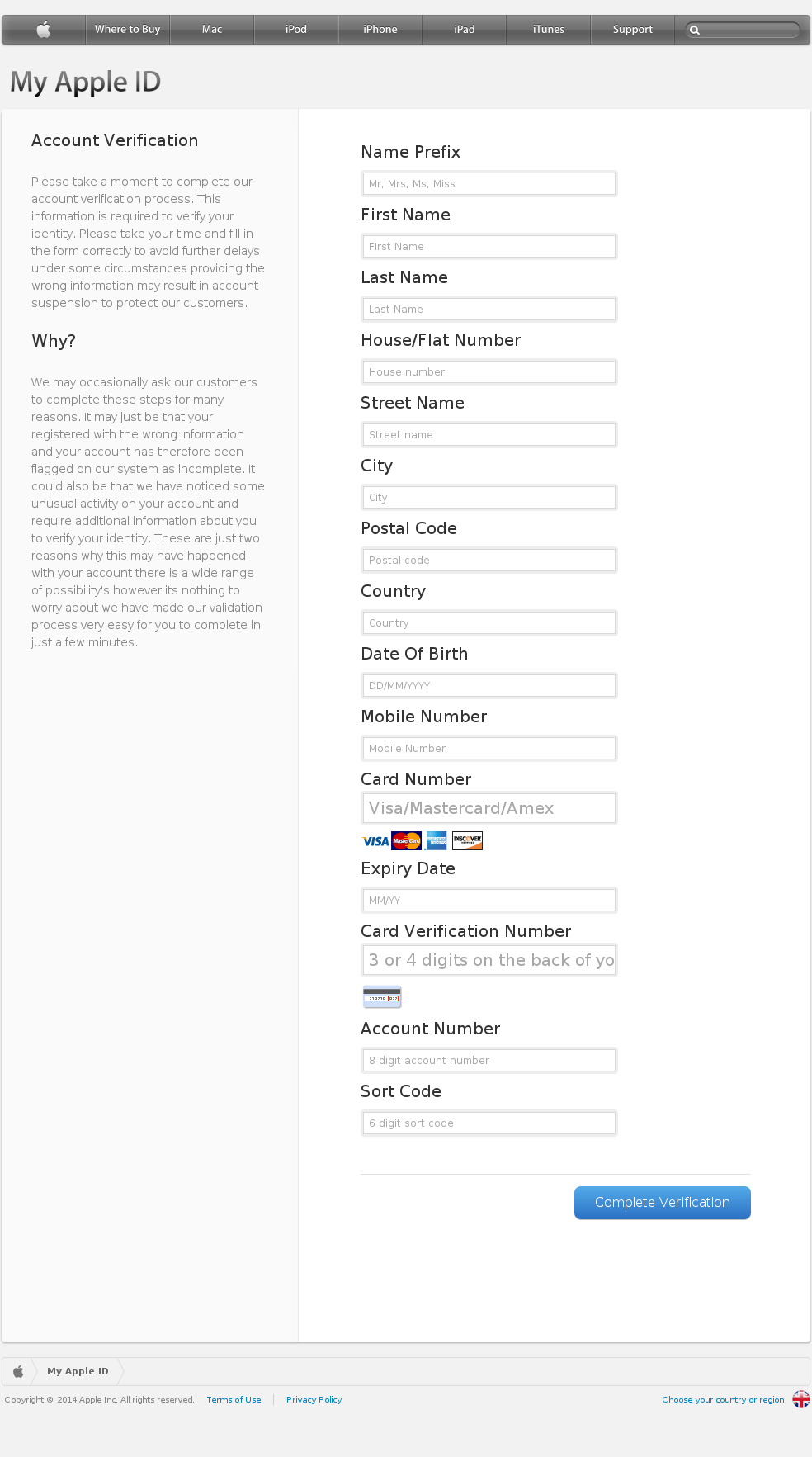 Apple ID konto Phishing