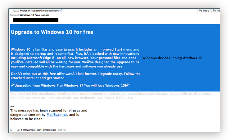 Windows 10 virus mail